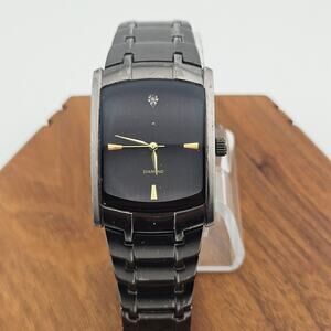 Allude Mens Metallic Gray Tone Watch Black Dial Minimalist Contemporary FMDAL355